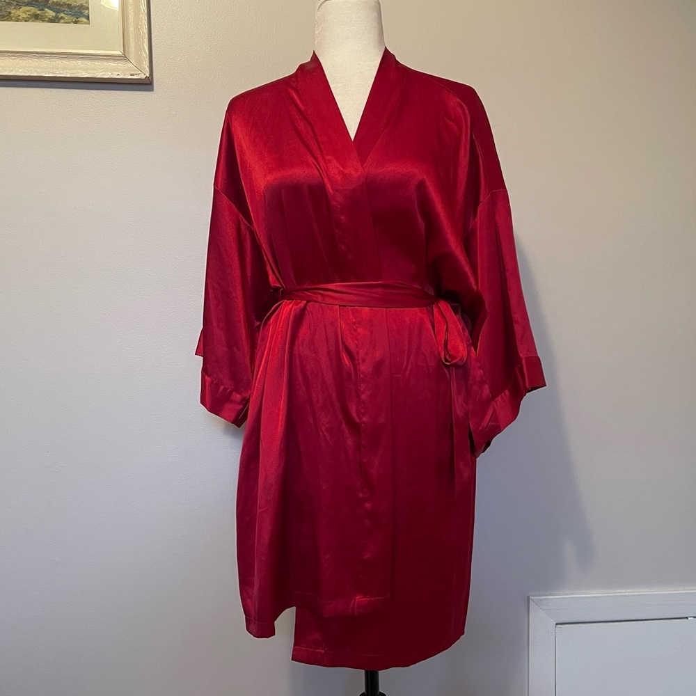 Ruby Red Satin Victoria’s Secret Robe - Picture 2 of 6